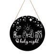 thumbnail image 1 of Letrero de madera para puerta de Nochebuena con silueta de ambiente festivo, diseño de escena navideña, decoración de fiesta navideña, colgante para puerta de entrada de casa, 1 of 6