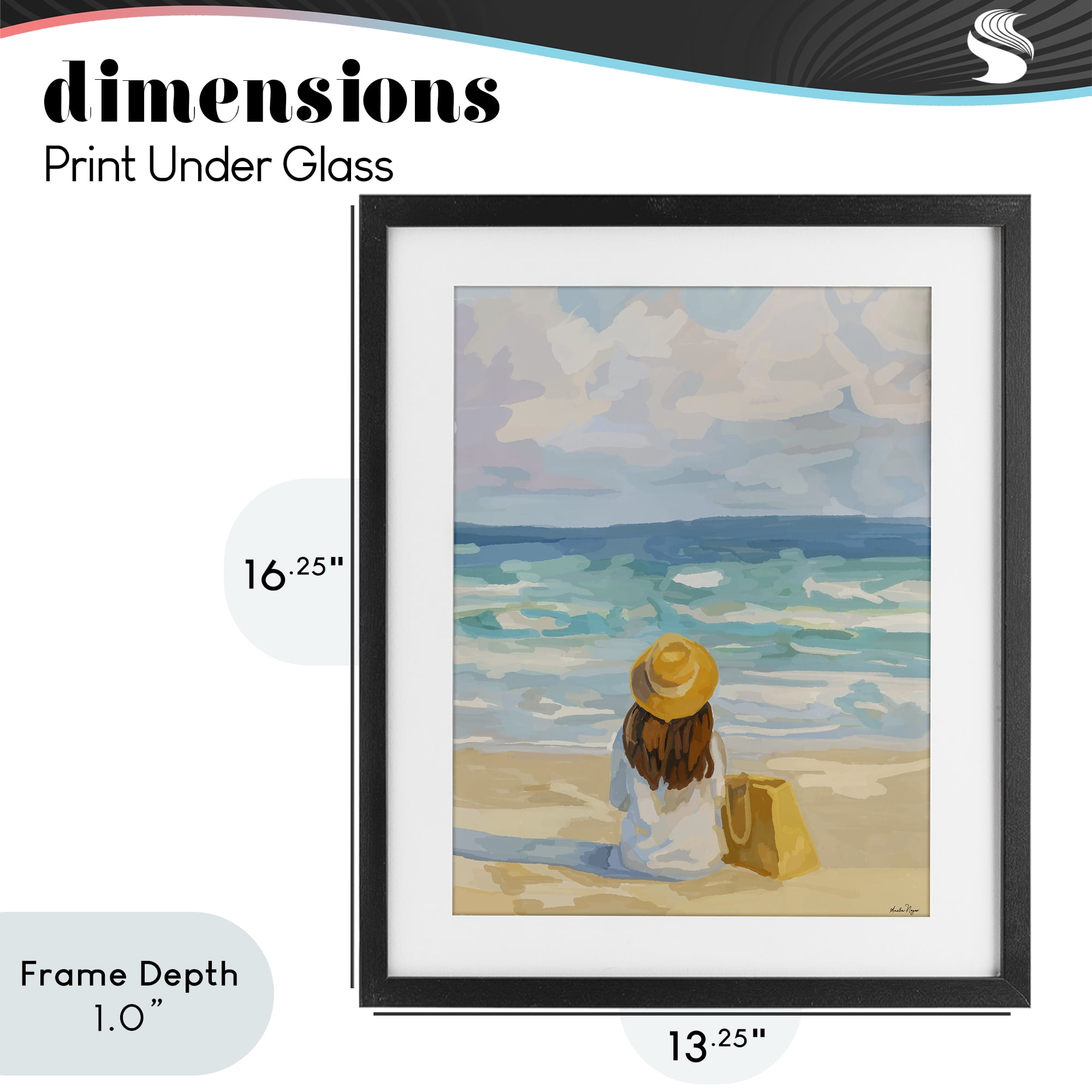 Stupell Industries Peaceful At The Beach Black Framed Print Under Glass, design by Amelia Noyes