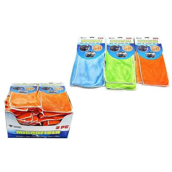 Diamond Visions 11-1501 Microfiber Cloth 2 Piece Pack in Assorted Colors Bundle of 3 Packs 6 Microfiber Cloths
