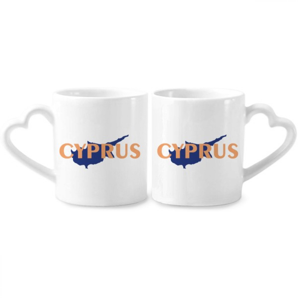 Cyprus European Map Tourism Couple Porcelain Mug Set Cerac Lover Cup