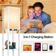 thumbnail image 4 of Floor Lamp with Shelves LED Modern Shelf Floor Lamp with USB Ports Power Outlet Color Temperature Storage Display Wood Column Standing Tall Lamp for Living Room Bedroom Off, 4 of 8