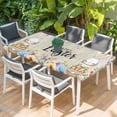 thumbnail image 2 of Easter Table Cloths for 3 Foot Rectangle Tables, Spring Watercolor Bunny Eggs Flowers Wood Grain Patio Waterproof Elastic Fitted Tablecloths, Washable Rectangular Table Cover for Camping, 2 of 8
