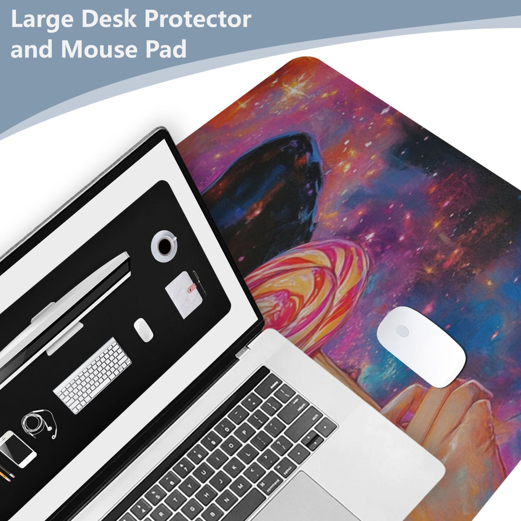 Wobogo Witch Lollipop Gaming Mouse Pad Non-slip Leather Desk Mat Water Resist Keyboard Pad for Gamer Office 16.5×35.4in
