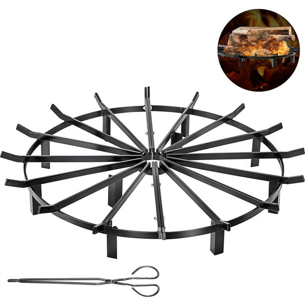 Vevor Wheel Firewood Grate 36 Inch Diameter Fire Pit Log With 4 High Bed Round Steel 3 Thick Spokes Wheels For Outdoor Campfire Com Vevor Wheel Firewood Grate 36 Inch, Round Outdoor Fire Pit Grate 36