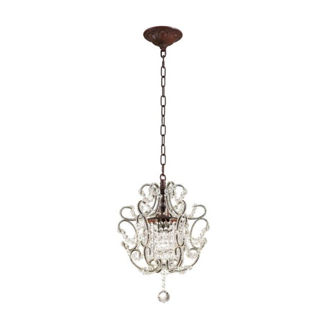 Elk Lighting Pendentif Elise en Rouille et Cristal Clair