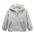 thumbnail image 3 of GYRATEDREAM Baby Boys Girls Fall Winter Hooded Jacket Toddler Long Sleeve Zip Up Cotton Thick Hoodie Coat with Pockets Kids Warm Windpoof Outerwear Gray for 12M-10T, 3 of 8