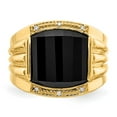 thumbnail image 4 of 14K Yellow Gold Ring Band Men's Diamond Round Onyx Black, Size 6, 4 of 5