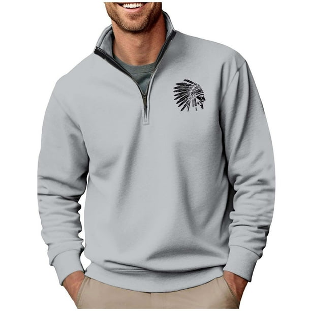 Blusa y camisa de manga larga con cuello alto para hombre, sudadera con capucha estampada, jersey deportivo con media cremallera, blusa de manga larga con cuello alto para hombre, blusa de poliéster