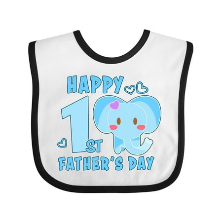 

Inktastic Happy 1st Fathers Day with Elephant Girls Baby Bib