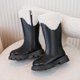 thumbnail image 4 of Zapatos de niñas,Botas para niñas,Botas de montar con cremallera de invierno Fleece Faux Cuero Tamaño 13 Niñas, 4 of 9