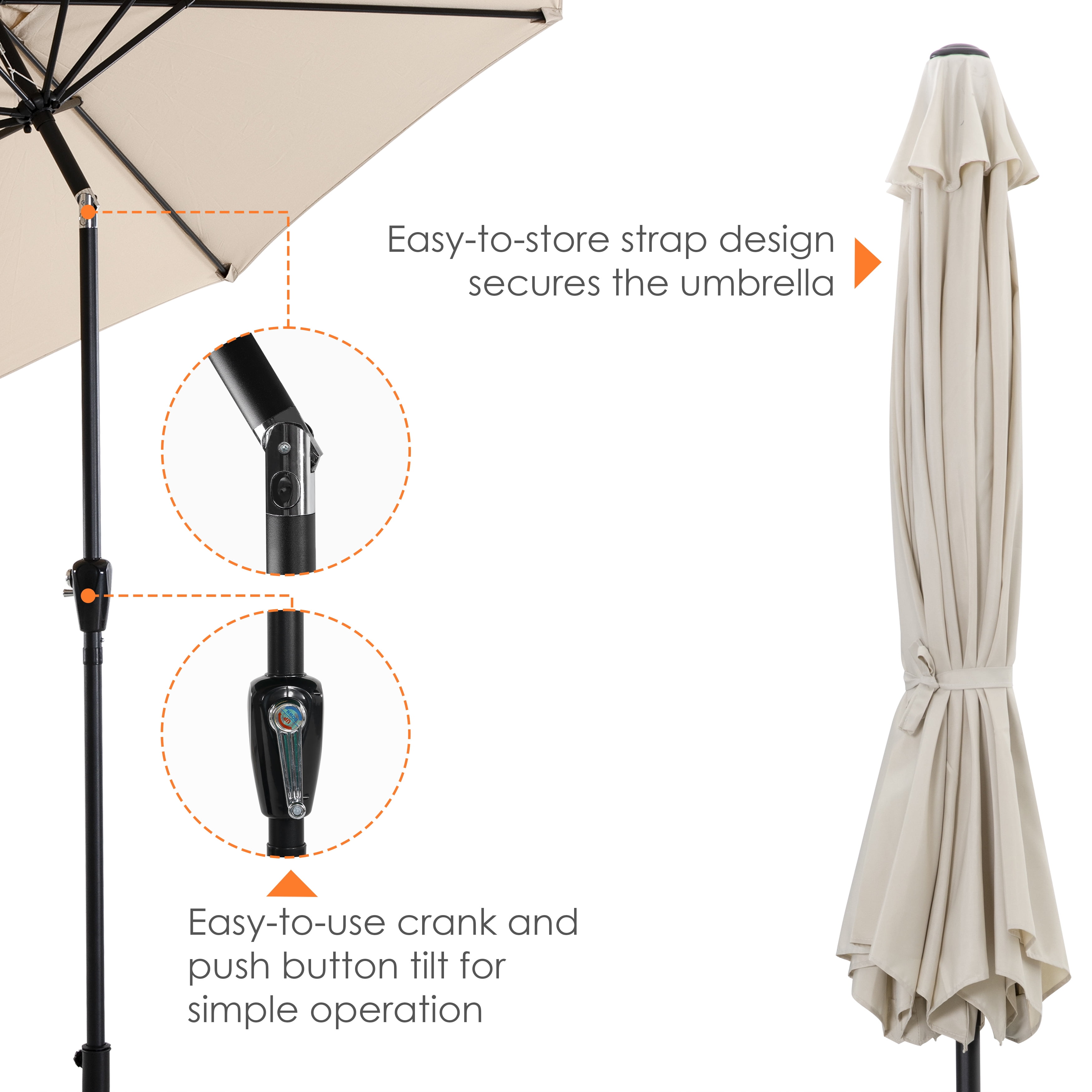 Nuu Garden 8 ft Outdoor Aluminum Patio Umbrella, Outdoor Table Umbrella with 8 Sturdy Ribs Patio Umbrella with Push Button Tilt and Crank