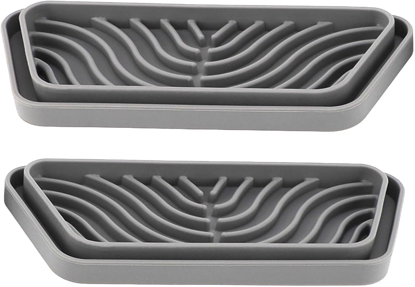 JJEAN-2Pcs Refrigerator Water Drip Tray Catcher Trapezoidal Silicone Refrigerator Drip Tray Catcher for GE for Samsung (Grey)