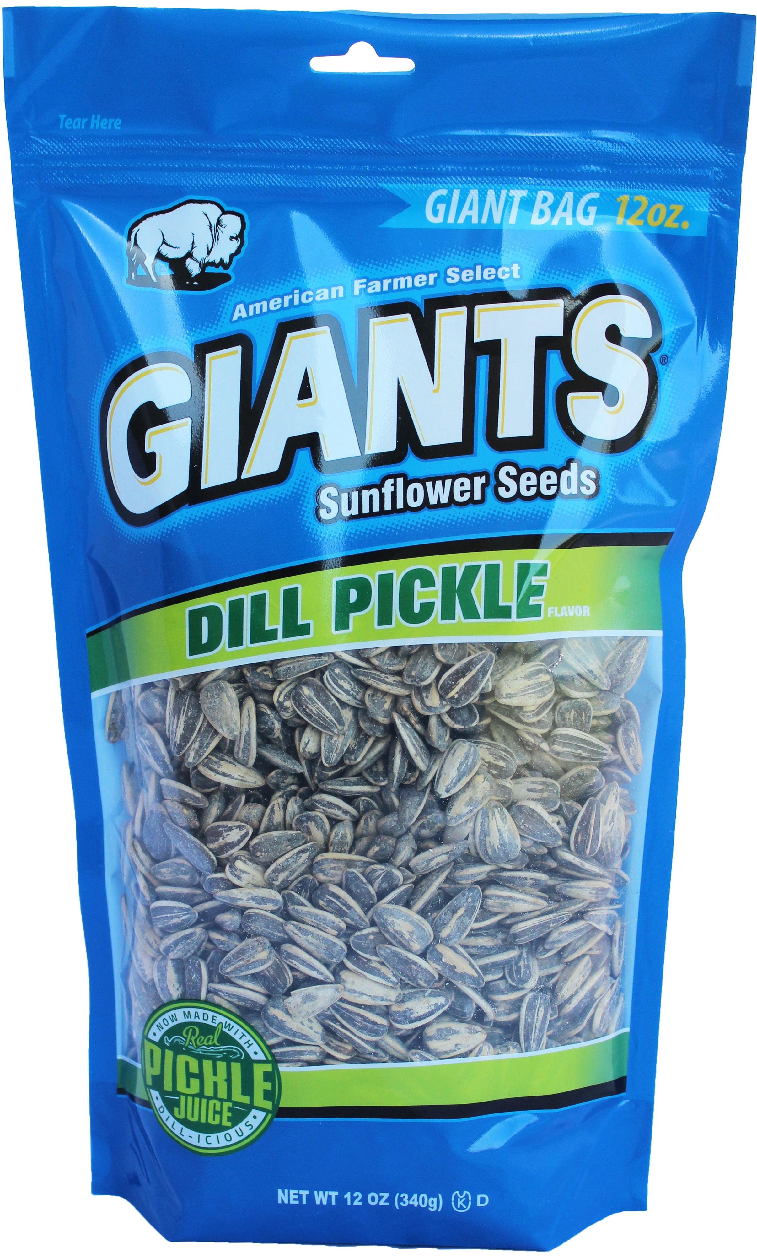 (4 pack) Giant Snacks Dill Pickle Sunflower Seeds, 12 oz