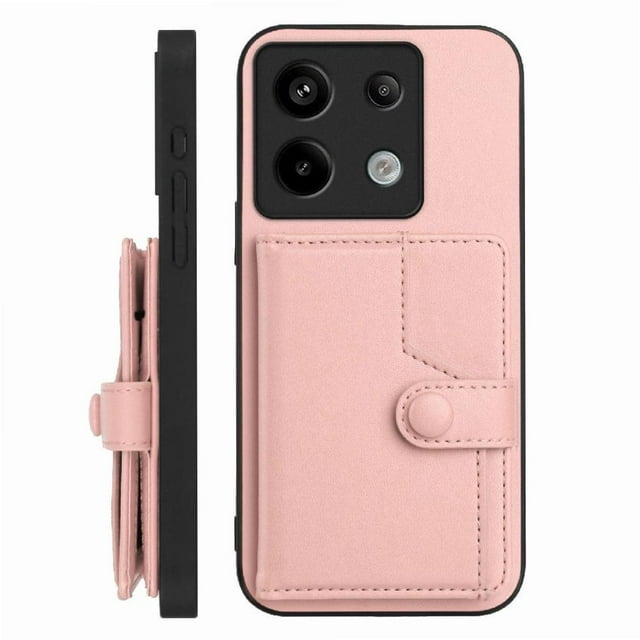 FOXDOCK Case for Xiaomi Redmi Note 13 pro 5G RFID-Blocking Card Holder - Stylish Button Closure Design