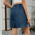 thumbnail image 4 of Hauaitttt Women Casual Denim Shorts High Waisted Stretch Washed Comfortable Summer Daily Vacation Basic Short Pants with Elastic Waistband for Ladies Womens Clothes for Travel Women Casual Pants, 4 of 5