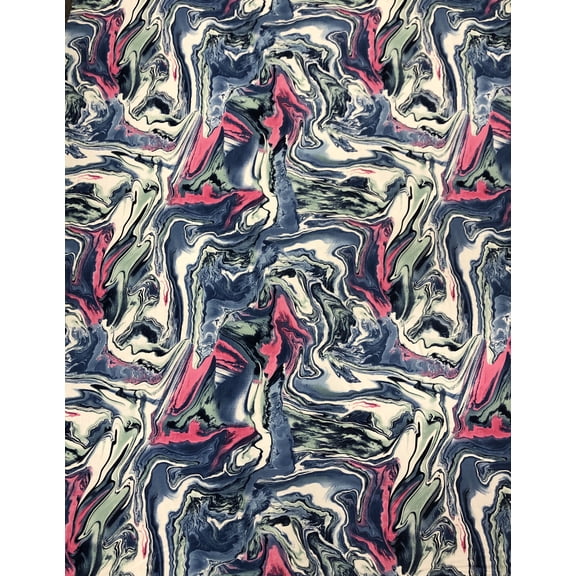 Colorful Abstract Marble Print on Polyester Spandex Fabric by the Yard