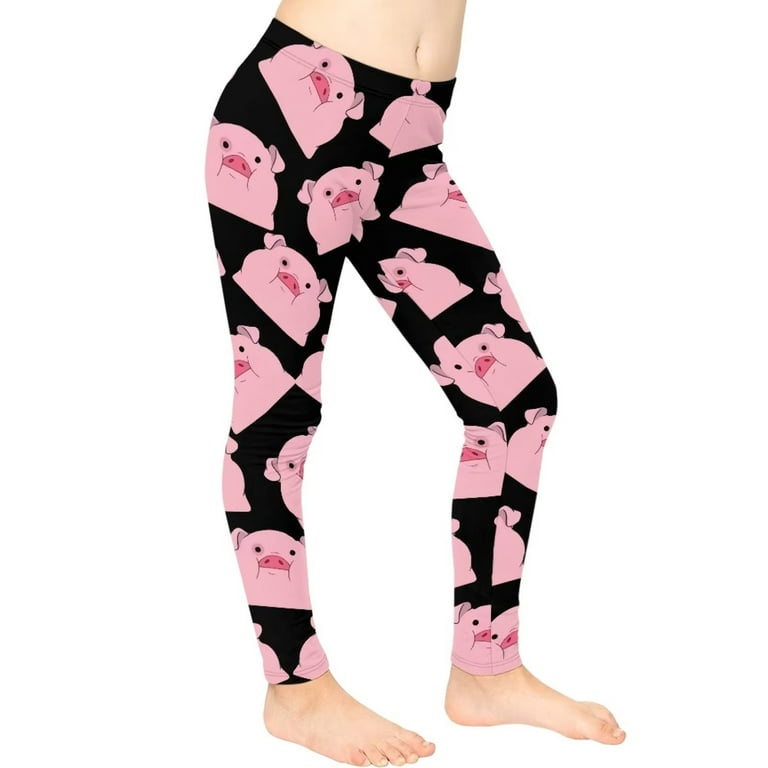 FKELYI Strawberry Kids Leggings Size 12-13 Years Comfortable Casual Cow  Print Tights Durable Walking Yoga Pants High Waisted Straight Leg Teen Girls