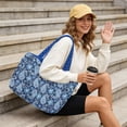 thumbnail image 4 of Pzuqiu Blue Paisley Large Capacity Quilted Tote Bags for Women, Lightweight Blue Puffer Shoulder Handbags Vintage Casual Shopping Work Travel Bag for College Everyday Use, 4 of 7