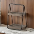 thumbnail image 6 of Benjara Nick 19" 2 Tier Decorative Tray Stand- Black Iron Frame- Gray Wood, 6 of 6