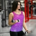 thumbnail image 6 of Bixox Women's Purple Glitter Printed Sleeveless Fitness Workout Running Quick-Dry Tank Top, 6 of 7