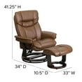 thumbnail image 4 of Flash Furniture Allie LeatherSoft Upholstered Recliner with Ottoman, Arms, and Headrest, Palimino, 4 of 14