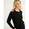 thumbnail image 5 of Free Assembly Women’s and Women's Plus Cozy Yarn Crewneck Cardigan Sweater with Long Sleeves, Midweight, Sizes XS-4X, 5 of 5