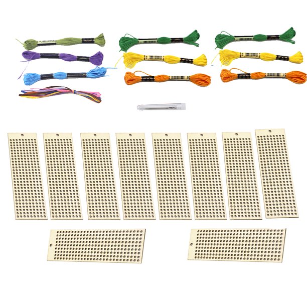 Rectángulo Colgante Ornamento Rangoli Style Cross Stitch Kits Etiquetas de madera Artes y manualidades Bookmark Coser Kits de bricolaje para adultos 10 sets Inevent HA012704-00