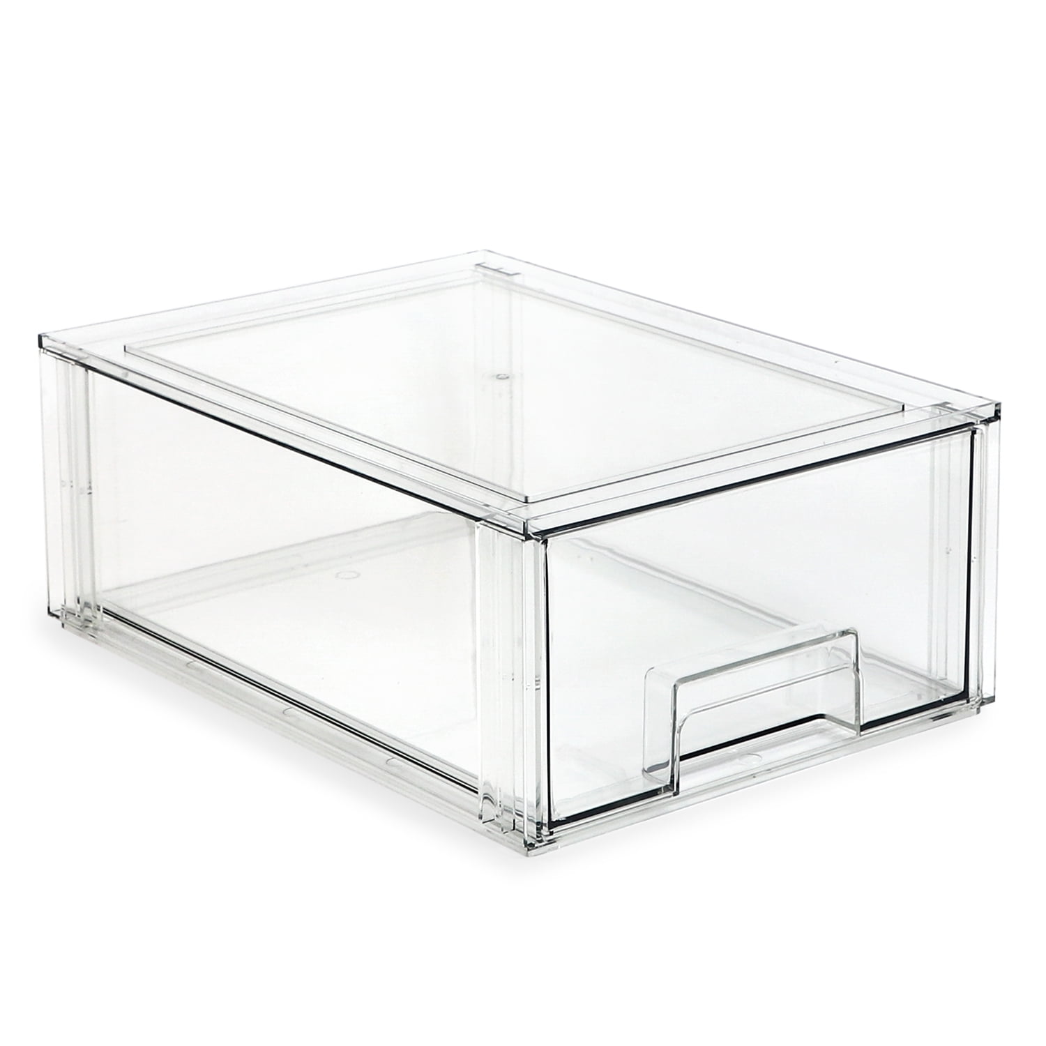 Isaac Jacobs Clear Drawer Organizer, Large – Stackable Plastic Storage Bin for Kitchen, Bathroom, Office, Vanity, and Home Organization
