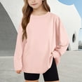 thumbnail image 2 of Fesfesfes Kids Long Sleeve Crewneck Pullover Top Soft Casual Loose Solid Color Shirt for Boys Girls Youth Comfortable Everyday Wear School Outing Layering Piece(Pink#2,8-9 Years), 2 of 9