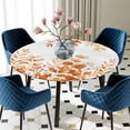thumbnail image 5 of Elastic Fitted Round Tablecloth, Orange Eucalyptus Leaves Waterproof Stretch Table Cover for 36"-44" Tables, Watercolor Spring Summer Botanical Washable Outdoor Tablecloths for Patio, Picnic, Camping, 5 of 9