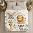 thumbnail image 5 of Safari Zoo Animal Nursery Woodland Watercolor Playroom Baby, Playful Woodland Scene, Warm Flannel Blanket for Cabin, Wildlife Lovers Housewarming Gift, Botanical Home Decor, 5 of 9