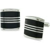 Stainless Steel Cufflinks with Black Enamel
