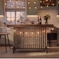 thumbnail image 3 of WAWOKV 3-in-1 Modern Multifunctional Dining Table, Kitchen Island Table with Footrest and Wine Rack, Table & Bar Table with Storage for Dining Room, Kitchen & Home Bar (Grey), 3 of 19