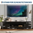thumbnail image 2 of Meuble TV à DEL pour Télé de 75/80/85 Po, Grande Console Multimédia de 74 Po Moderne à Fini Très Lustré avec Prises de Courant, Lumières DEL RVB et Étagères de Rangement en Verre pour Salon, 2 of 7
