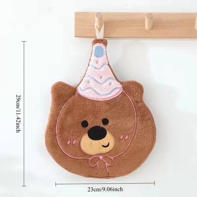 1 unidad, toalla de mano colgante con forma de corazón de niña bonita de animal de dibujos animados for el hogar, baño, cocina, toalla de mano absorbente, trapo de oso cachorro