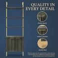 thumbnail image 6 of OAKHAM 5 Tier Ladder Bookshelf with Fluted Cabinet, Wall Mounted Bookcases with Open Display Shelf, Midnight Oak, 6 of 9