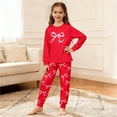 thumbnail image 4 of Bow Print Set For Kids Cozy Holiday Print Loungewear For Girls Festive Family Sleepwear Soft Two Piece Outfit Daily Outfit Sets Red 140(9-10 Years), 4 of 9