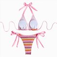 thumbnail image 4 of KPOPLK Bathing Suits for Women 2 Piece Bikini Set Color Block Print High Waisted Swimsuit Summer Swimwear(M,Pink), 4 of 9