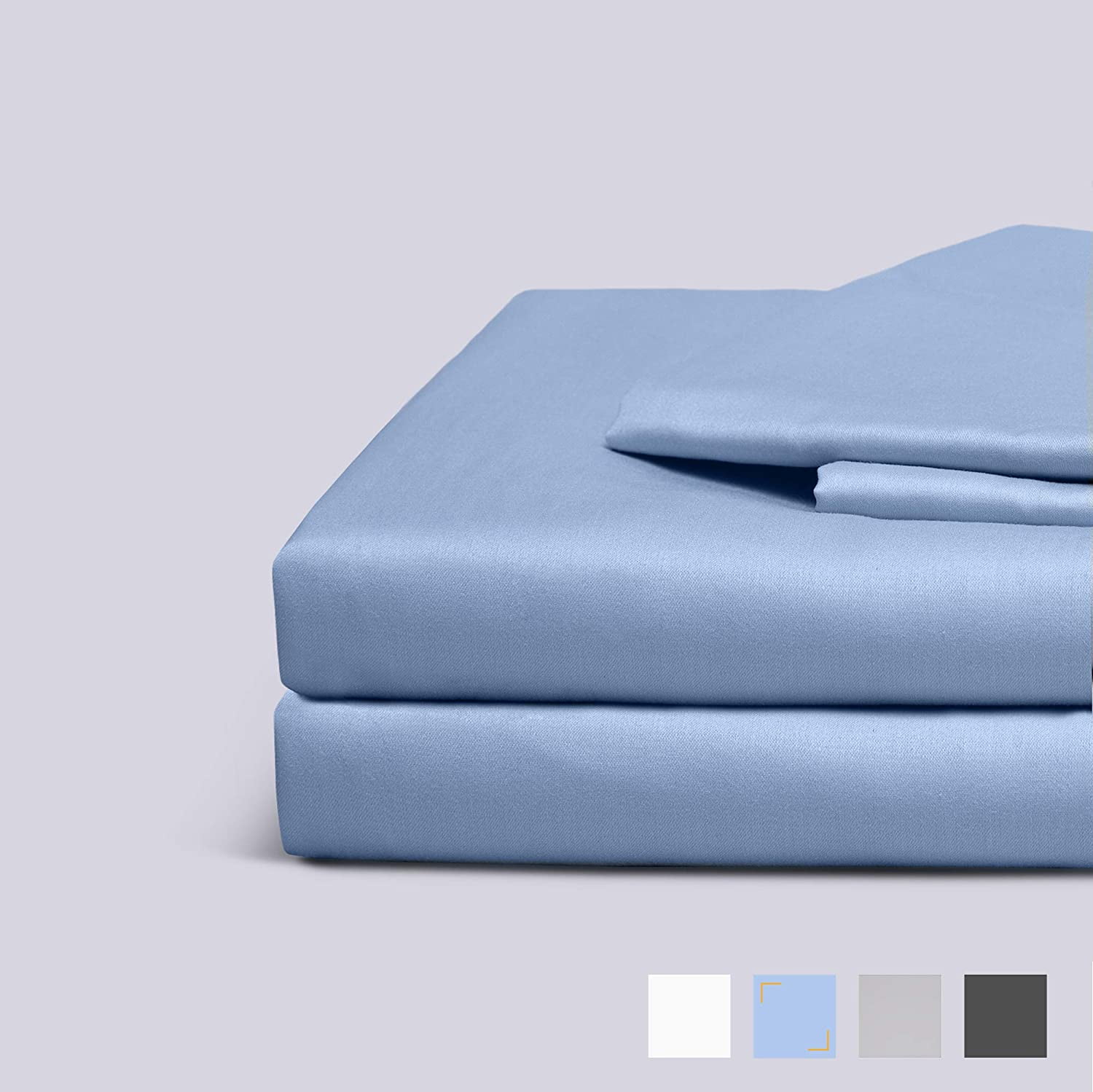 Everspread Sateen Bed Sheets, 400 Thread Count, Queen, 4 Piece Set