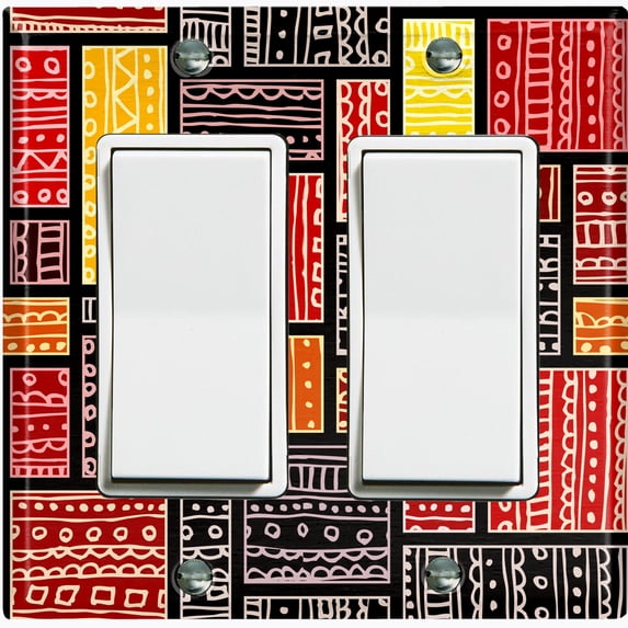 Metal Light Switch Plate Cover Colorful Safari African Tribal Art Pattern SFR003