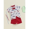 thumbnail image 4 of Musuos Toddler Boys Summer 2PCS Clothes Sets 6 12 18 24Months 3 4Years Short Sleeve Dinosaur Print Shirt Solid Color Button Shorts Sets, 4 of 9