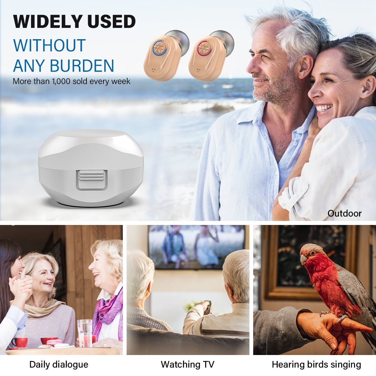 Adofi Hearing Aids for Seniors, Rechargeable Personal Sound Amplifiers for Severe Hearing Loss, Hearing Amplifiers for Adults with Noise Cancelling, Magnetic Charging Case
