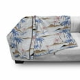 thumbnail image 2 of Exotic Soft Flannel Fleece Blanket, Tropical Coast of Coconut Palm Tree Caribbean Beach Travel Theme Pattern, Cozy Plush for Indoor and Outdoor Use, 60" x 80", Camel Blue and Blush, by Ambesonne, 2 of 5