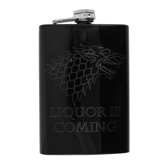 8oz BLACK Liquor Is Coming Flask L1