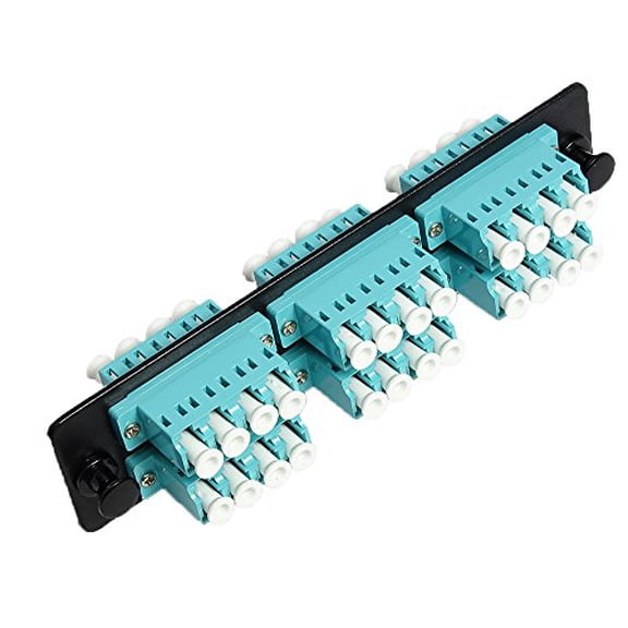 RiteAV LGX Footprint LC Adapter Panel, 6 Ports, Loaded w/6 LC Quad OM3 10Gig Duplex Multimode Adapters, Black