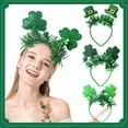 thumbnail image 2 of Cinvoph St. Patricks Day Headband Green Clover Headwear Shamrock Hat Head Bopper for Patrick Irish Festival Party Decor 7"x9", 2 of 3