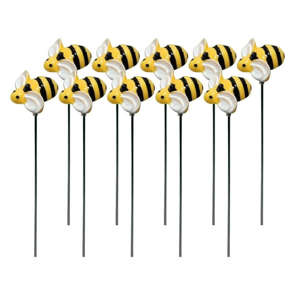 Set Of 10 Outdoor Garden Decorations Small Stakes For Yard Metal Flowers