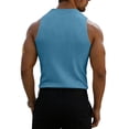 thumbnail image 3 of Domuza Men's Workout Tops 2026 Summer Gym Fitness Athletic Tank Tops Casual Crewneck Texture Muscle Fit Comfy Vests Light Blue L, 3 of 4