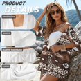 thumbnail image 6 of FKEKYI Women's 2 Piece Set Short Sleeve Shirt & Shorts with Elastic Waist American Tribal Geometric Print Summer Beachwear Soft Vacation Outfits Open Front Top Lounge Set, L, 6 of 7