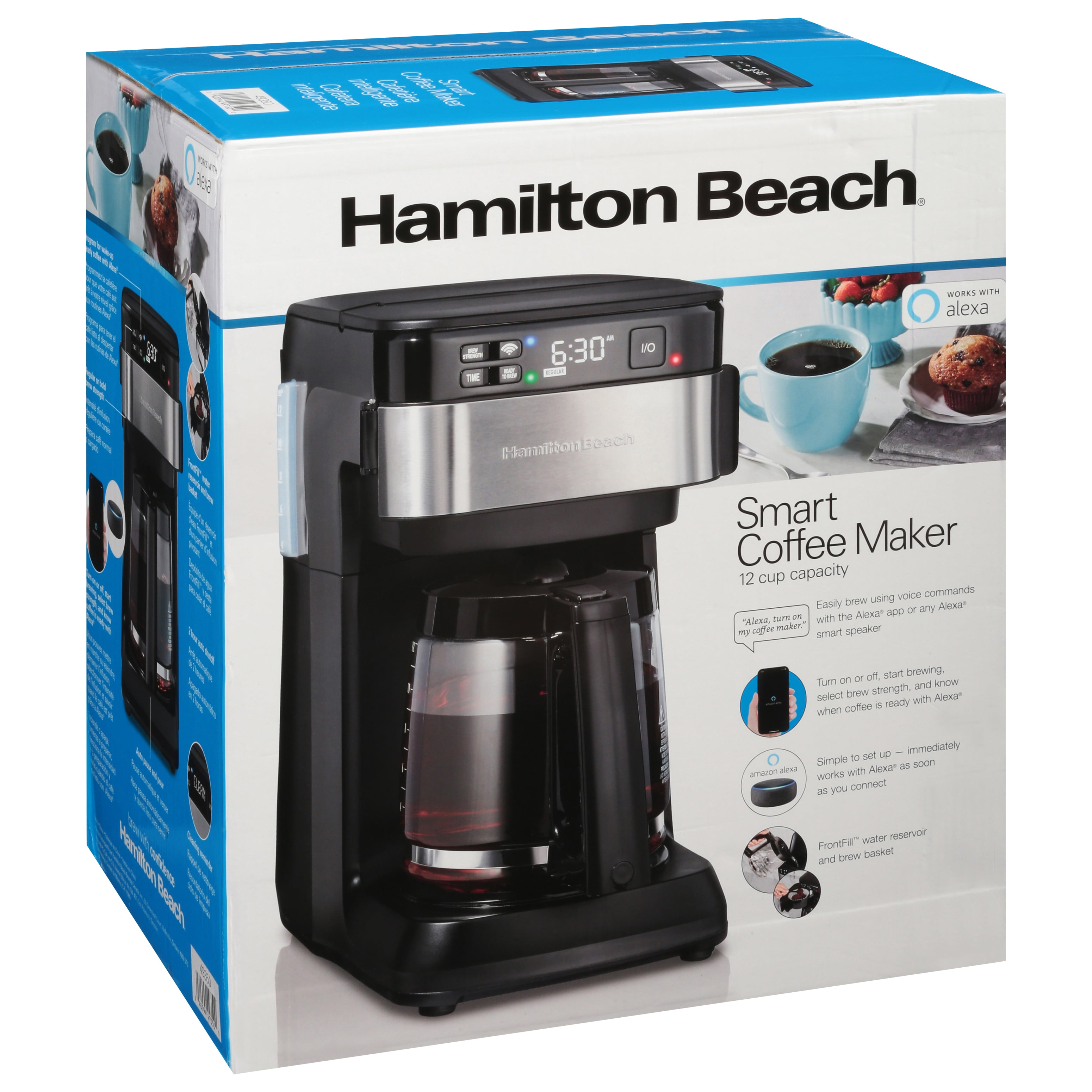 Hamilton Beach Works with Alexa Smart Coffee Maker, Programmable, 12 Cup  Capacity, Black and Stainless Steel (49350R) – A Certified for Humans  Device 